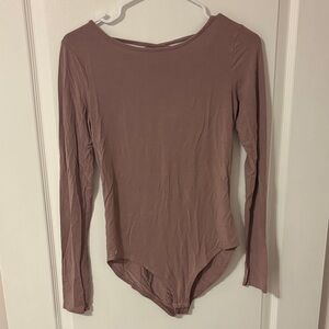 Forever 21 Women's Long Sleeve Bodysuit - Mauve